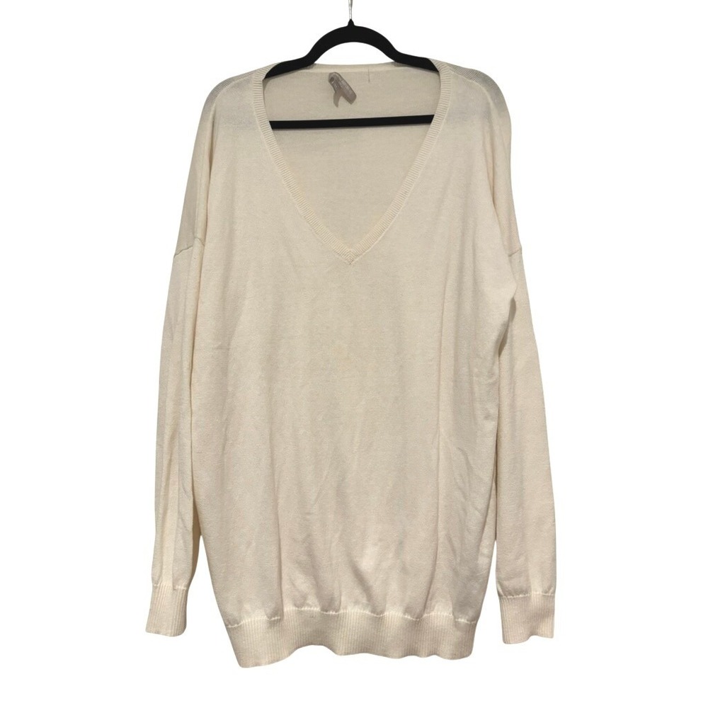 Banana Republic sz XL cashmere blend cream V neck minimalist preppy sweater MM